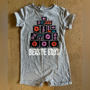 Official Beastie Boys unisex grey onesie with bright colored speaker design- 24m